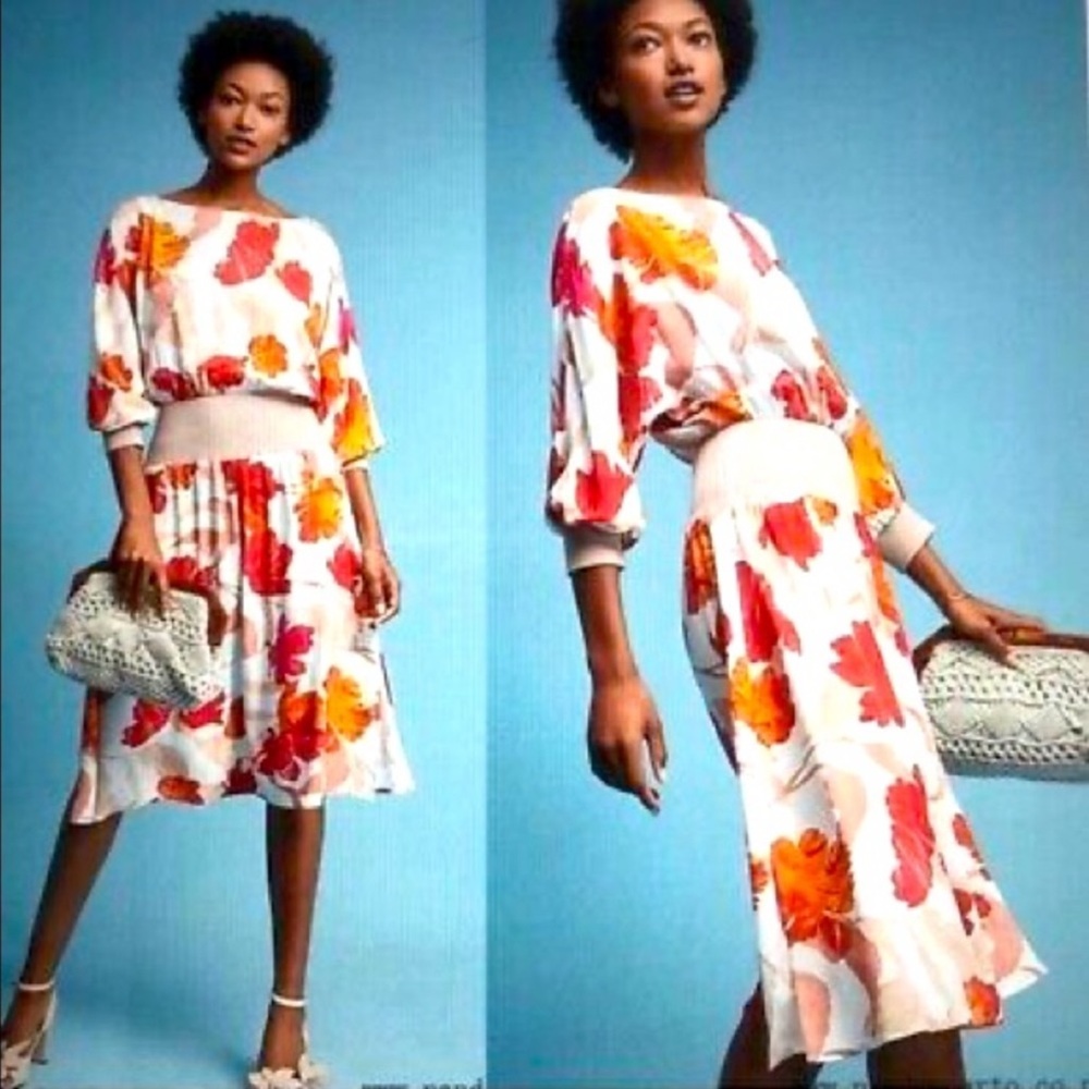 Anthropologie Maeve Gemma Floral Midi Dress XS